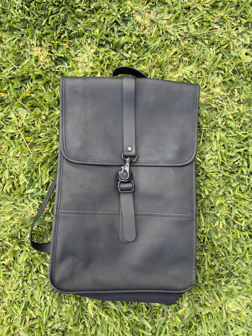 Rains Black Backpack with Front Strap